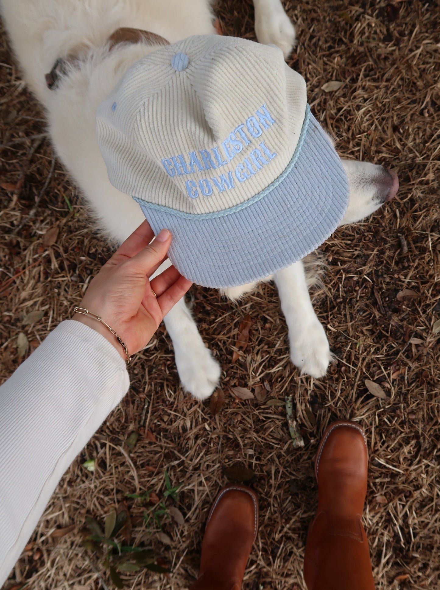 Charleston Cowgirl Corduroy Hat - Floppy Baby Blue
