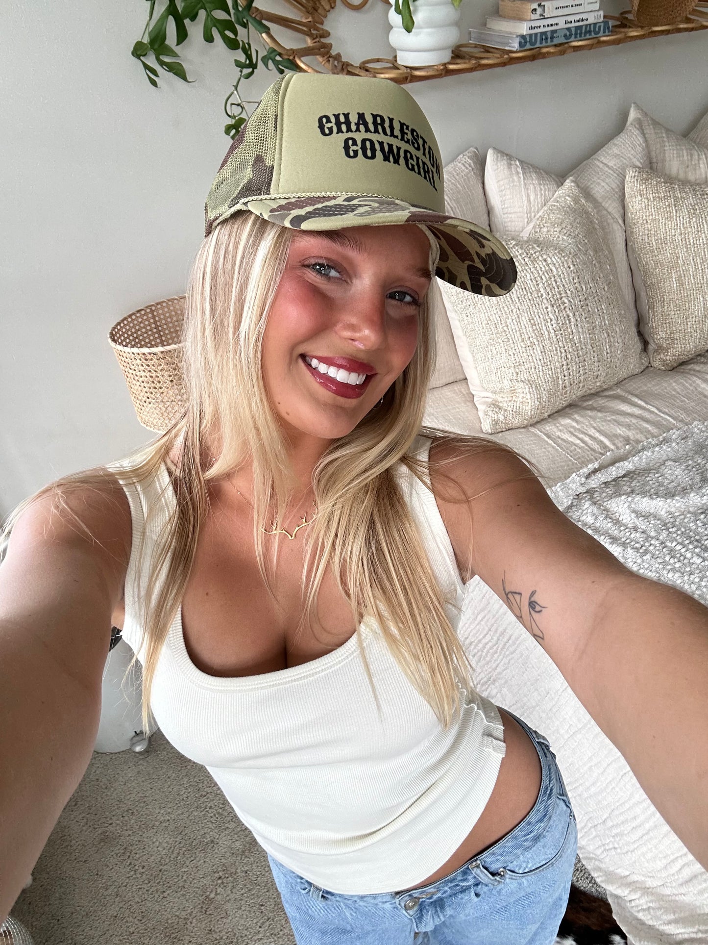 Charleston Cowgirl Trucker Hat - Camo