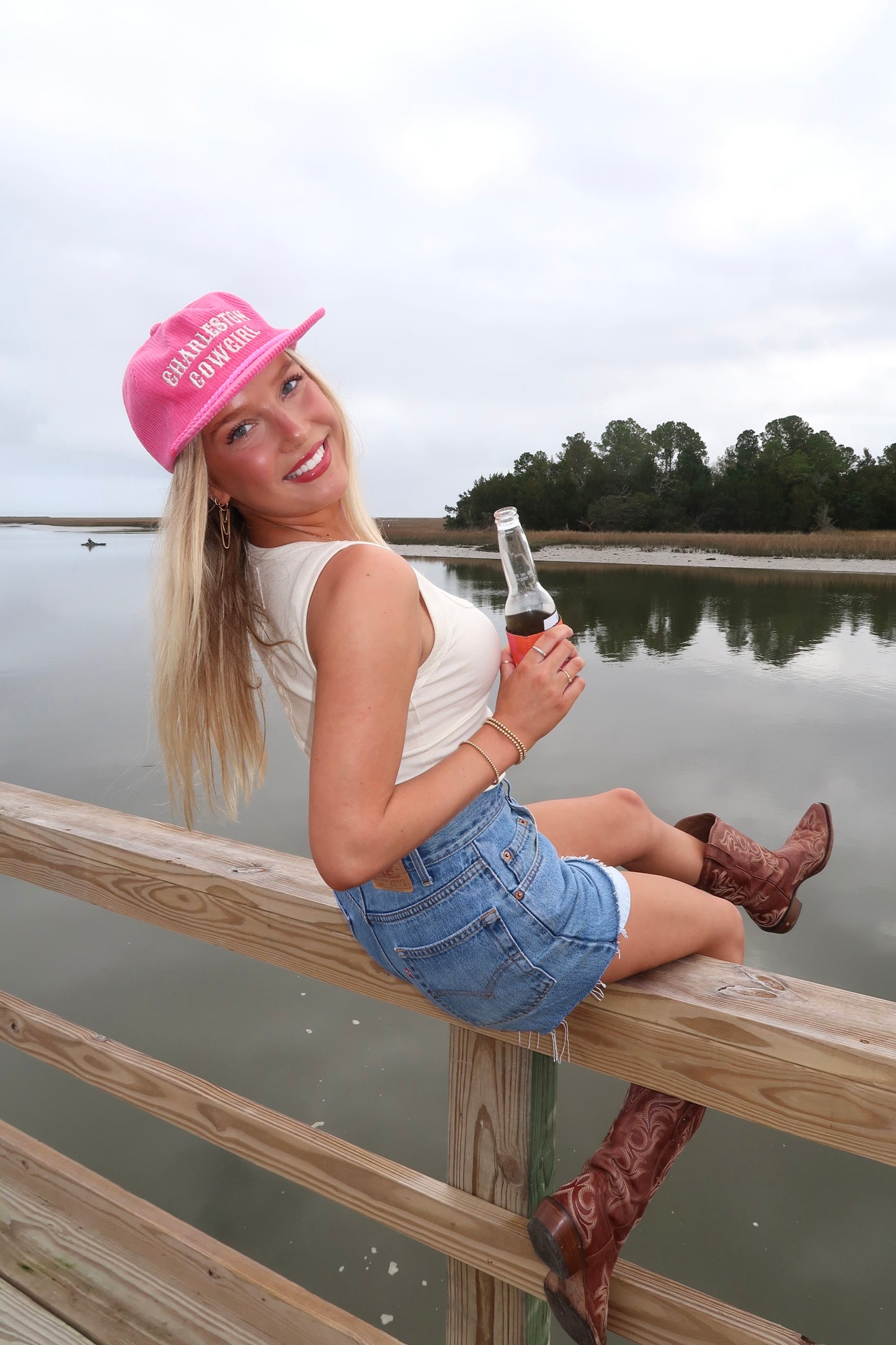 Charleston Cowgirl Corduroy Hat - Floppy Pink